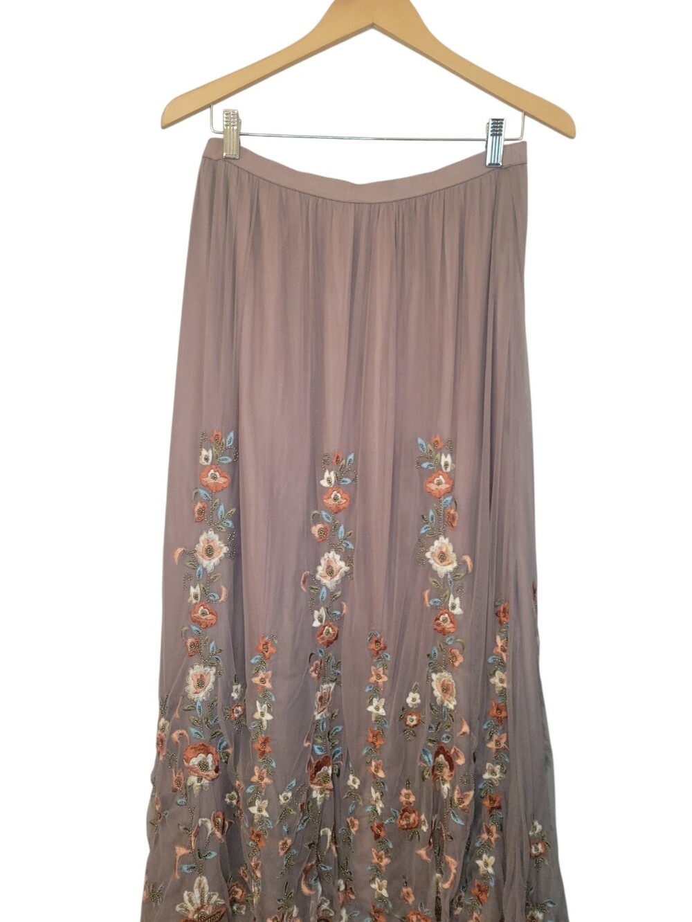 Sundance Arabella Embroidered Floral Mesh Tulle Maxi Skirt Boho Romantic XS - Picture 5 of 8